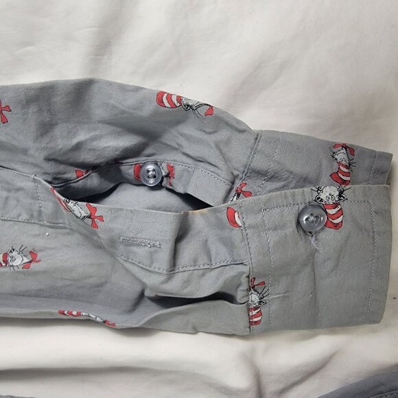 Dr Seuss Cat In The Hat Mustache Brigade Mens X Small Gray Long Sleeve Shirt - Picture 7 of 11
